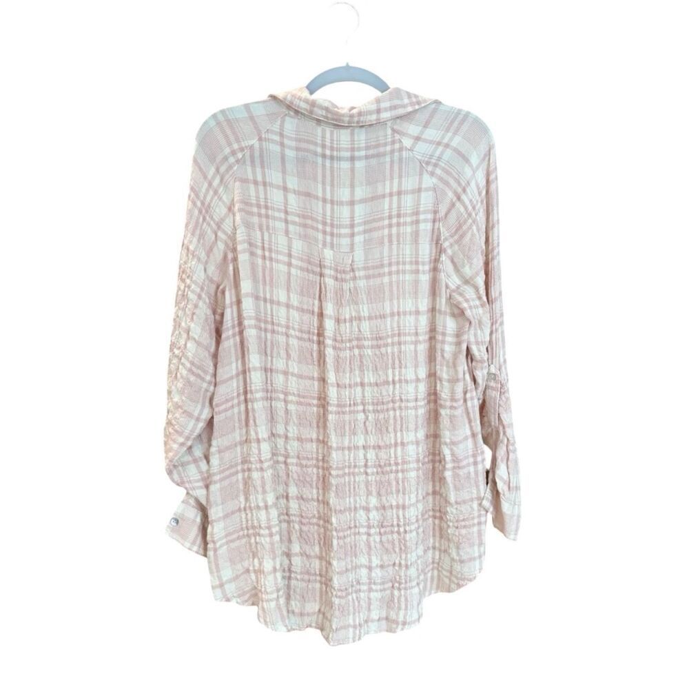 Jane + Delancey Crinkle Gauze Button Down Shirt Tunic Relaxed Fit Top Med - Picture 2 of 11